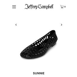 Jeffrey Campbell Womens SUNNIE Black Jelly Flats Woven Design Size 7 Square Toe